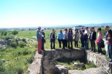 Our guide, in the red pants, explaining the excavation of an upscale Roman home.