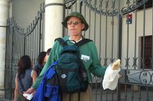 Tom with his Bambolla (salted bread) in front of Archiological Museum.  This is as must as we got to see of the Museum.