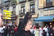 This is a close up of the mantilla.  It is supposed to be very difficult to wear for a long time.  It includes the comb that holds up the lace material.