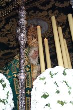 Up close of a virgen passo.